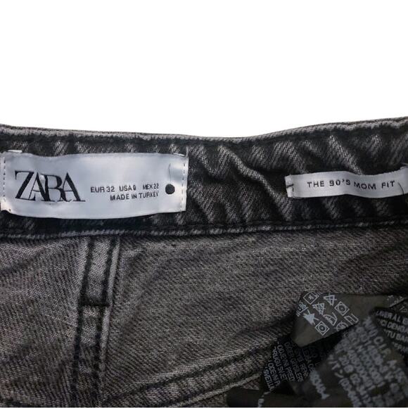 ZARA The 90s Mom Fit Black Jeans High Waist Size 0 Vintage Feel Y2K Washed Out - Picture 4 of 10